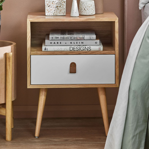 White oak bedside deals drawers